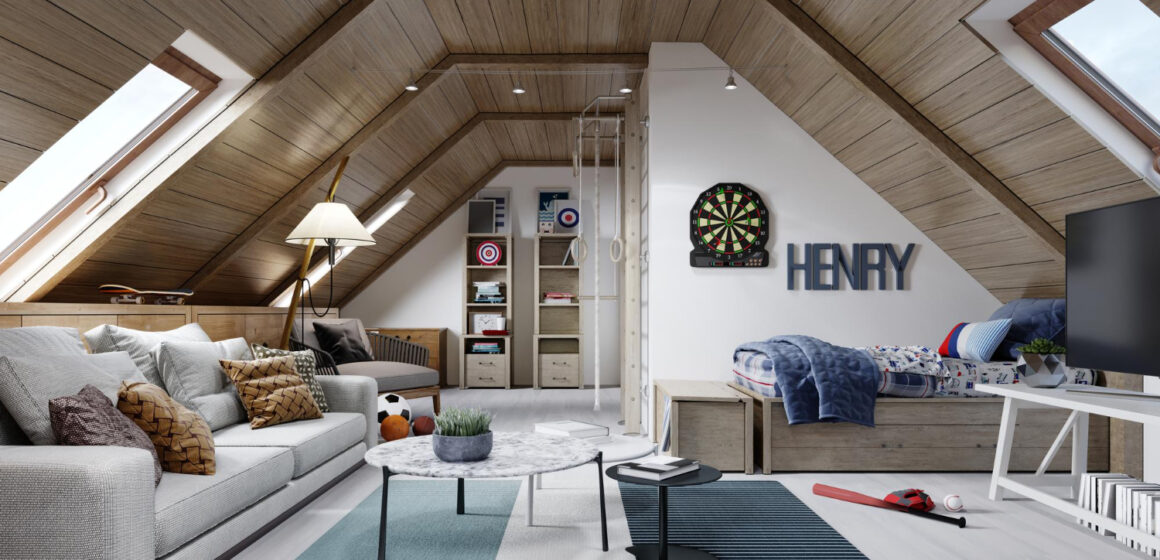 design-children-s-room-teenager-attic-is-loft-style-ceiling-is-hemmed-with-wood-walls-are-white-3d-rendering